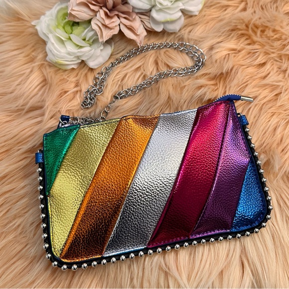Multicolor Metallic Stud Women's Crossbody Handbag With Chain Strap NEW! - Picture 2 of 11